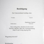 Geschafft! Jeder bekam es schriftlich (hier anonymisiert)