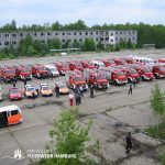 Hamburger Fahrzeugkontingent bei der Orkanübung 2003